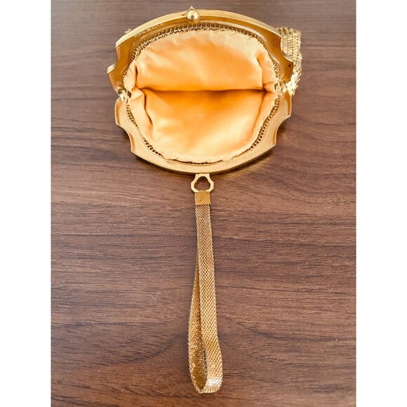 Vintage Whiting and Davis Gold Mesh Evening Bag 1950's Wristlet #4203-2 - Picture 6 of 6